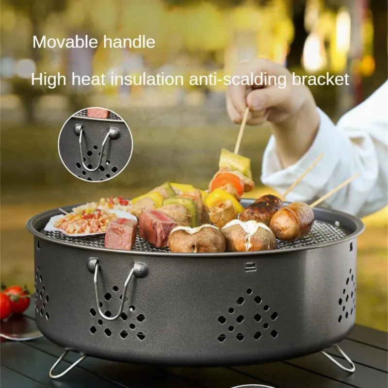 Portable stainless steel barbecue grill with detachable parts for outdoor camping use