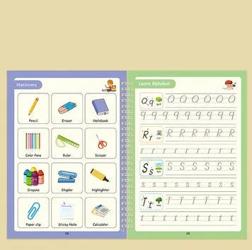 English children's groove magic practice double-sided notched post calligraphy copybook with ten pen refills and pen