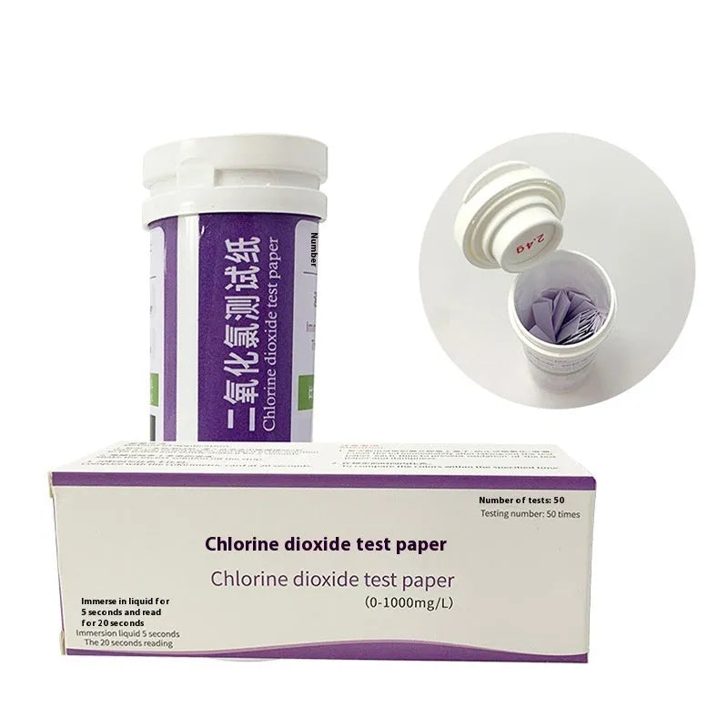 Chlorine dioxide test paper bottle with 50 pieces for waste water concentration detection 0-1000 mg/L