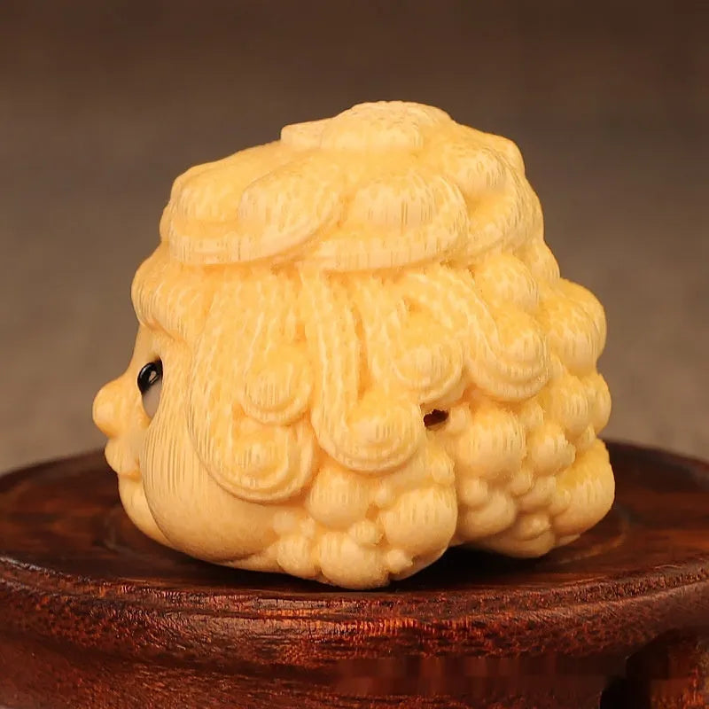 Golden toad princess ornament carved from bamboo with cute style design