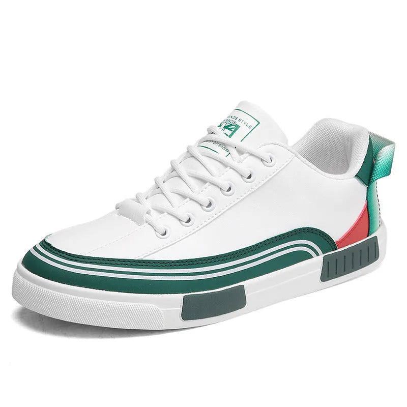 Men's canvas mesh casual shoes in beige white and green colours with flat heel round toe design