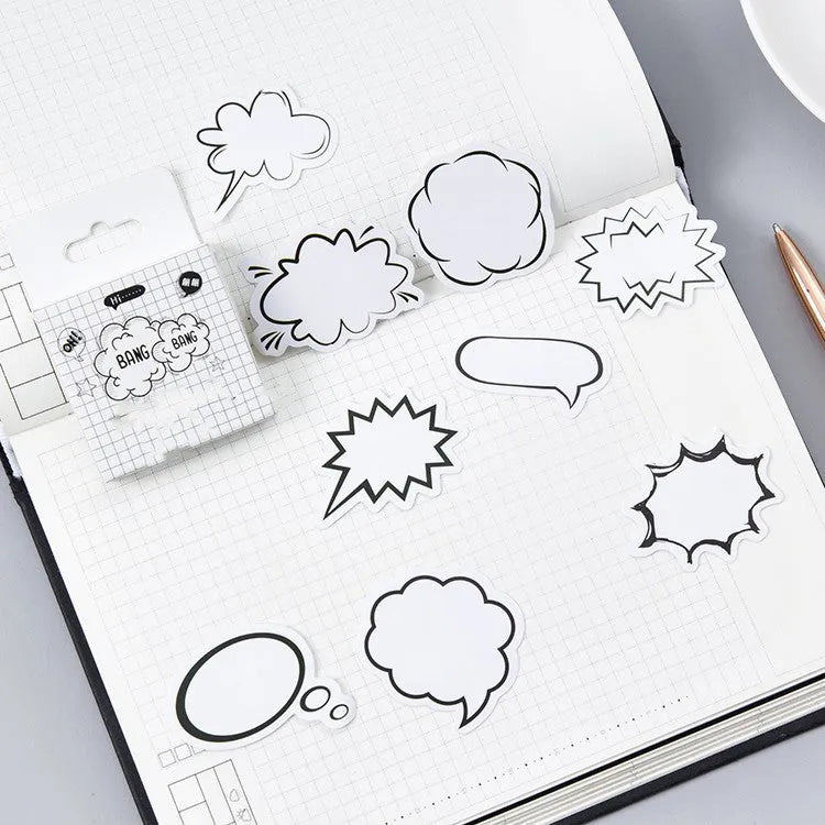 Momo Original boxed stickers in black and white bubbles design, 45 pieces for hand account and DIY decoration