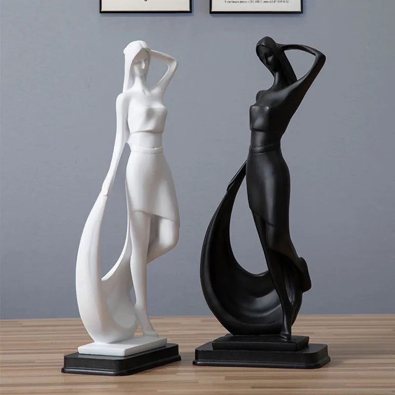 Nordic minimalist abstract sculpture figure in resin, sub-white smart dancer colour, home decor