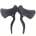 A pair of aluminium alloy road bicycle brake handles in black and black-silver colours.