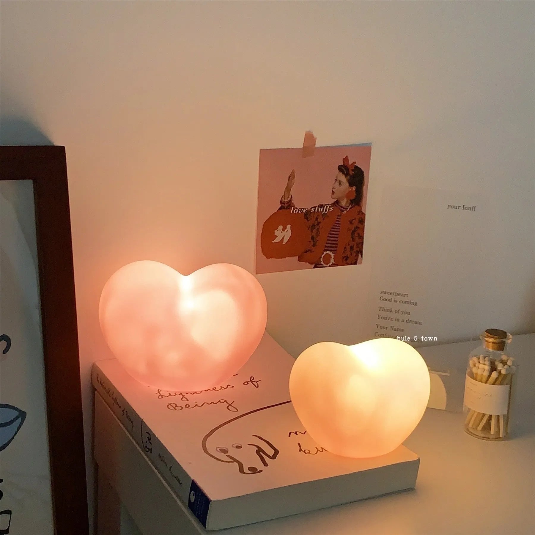 Vinyl atmosphere lamp with warm glowing light in small or large size options