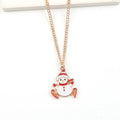 Christmas necklace with cartoon Santa Claus, snowman, or elk alloy pendant on a gold chain.