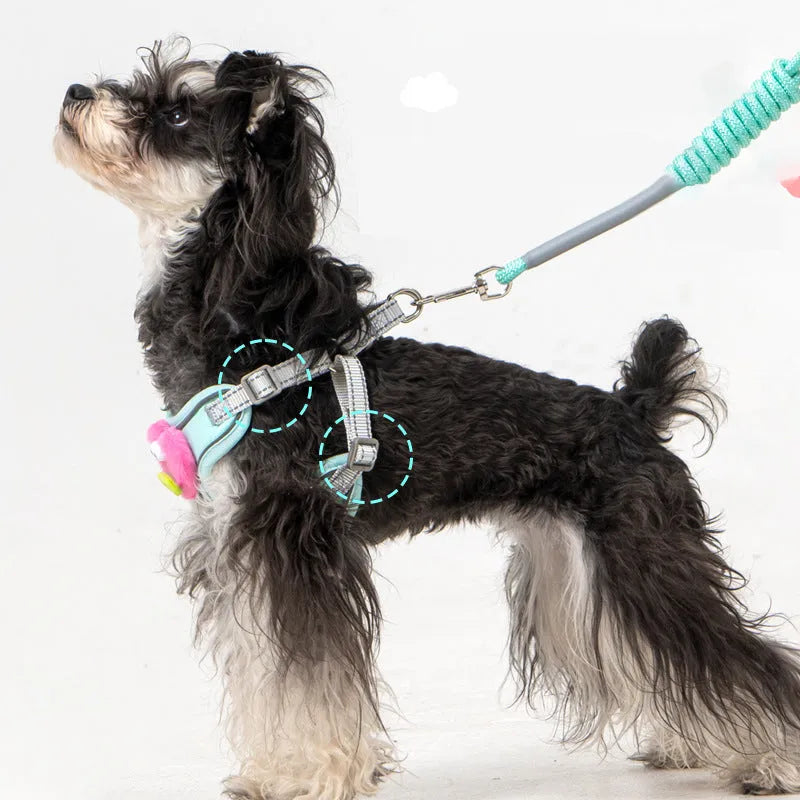 No pull dog harness with multifunction leash in blue, step-in design, reflective stitching, for medium dogs