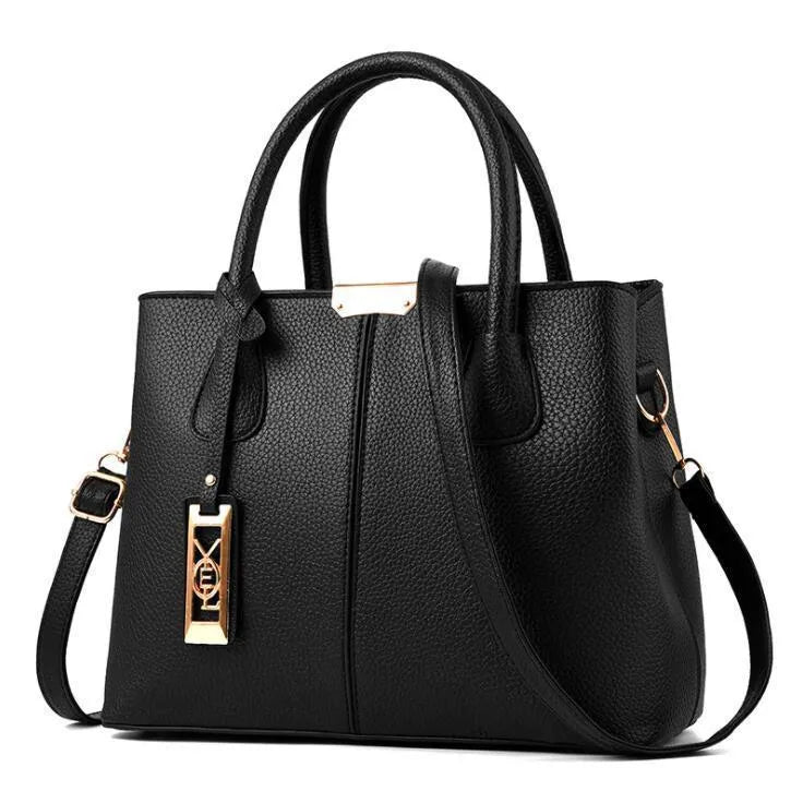 Women's large capacity PU shoulder bag in horizontal square design with leather strap