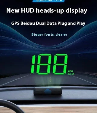 New universal head-up display car GPS velometer HD screen USB power supply green display on dashboard
