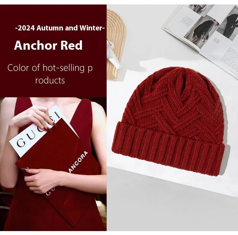 Wool knitted winter hat dome crown design in six colour options for women