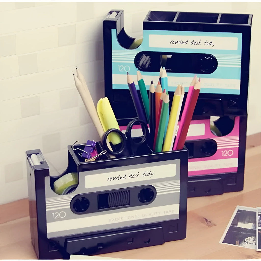 Multifunctional plastic pen holder storage box in blue, pink, or grey, 17x5x11.5cm with 1L capacity