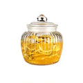Clear thickened glass sealed can with vertical pattern and black lid