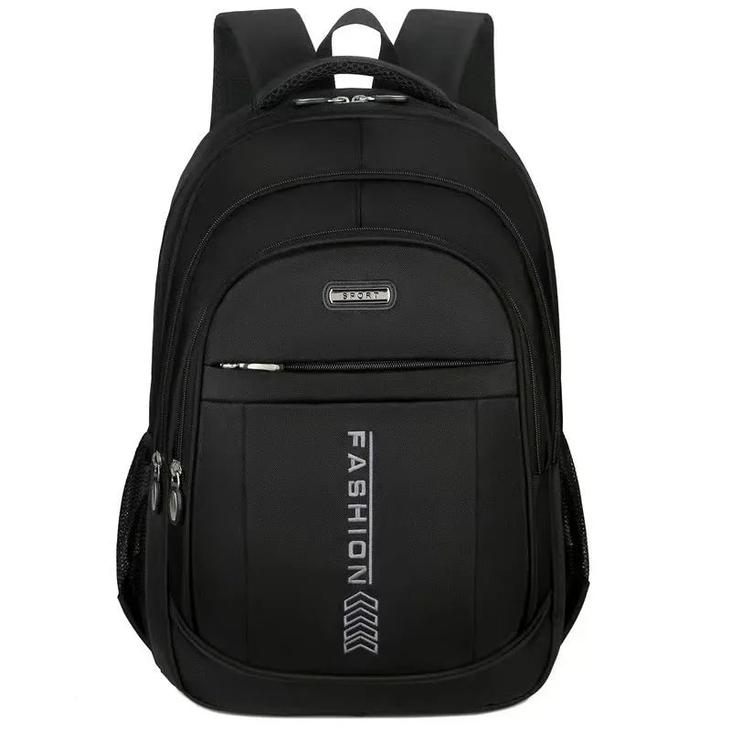 Oxford cloth capacity backpack with airpillow straps showing sewing line detailing in business travel setting