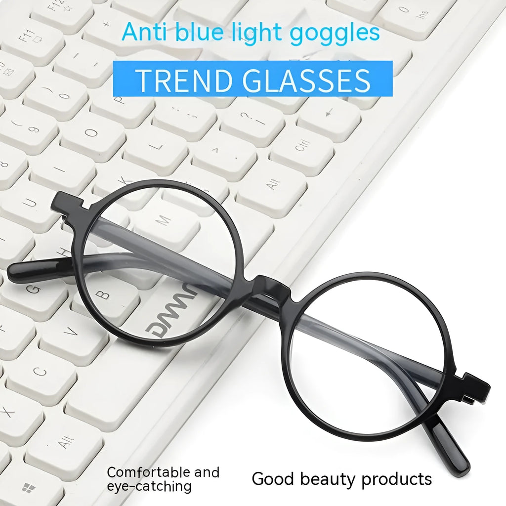 Retro round glasses frame without lenses in four colour options