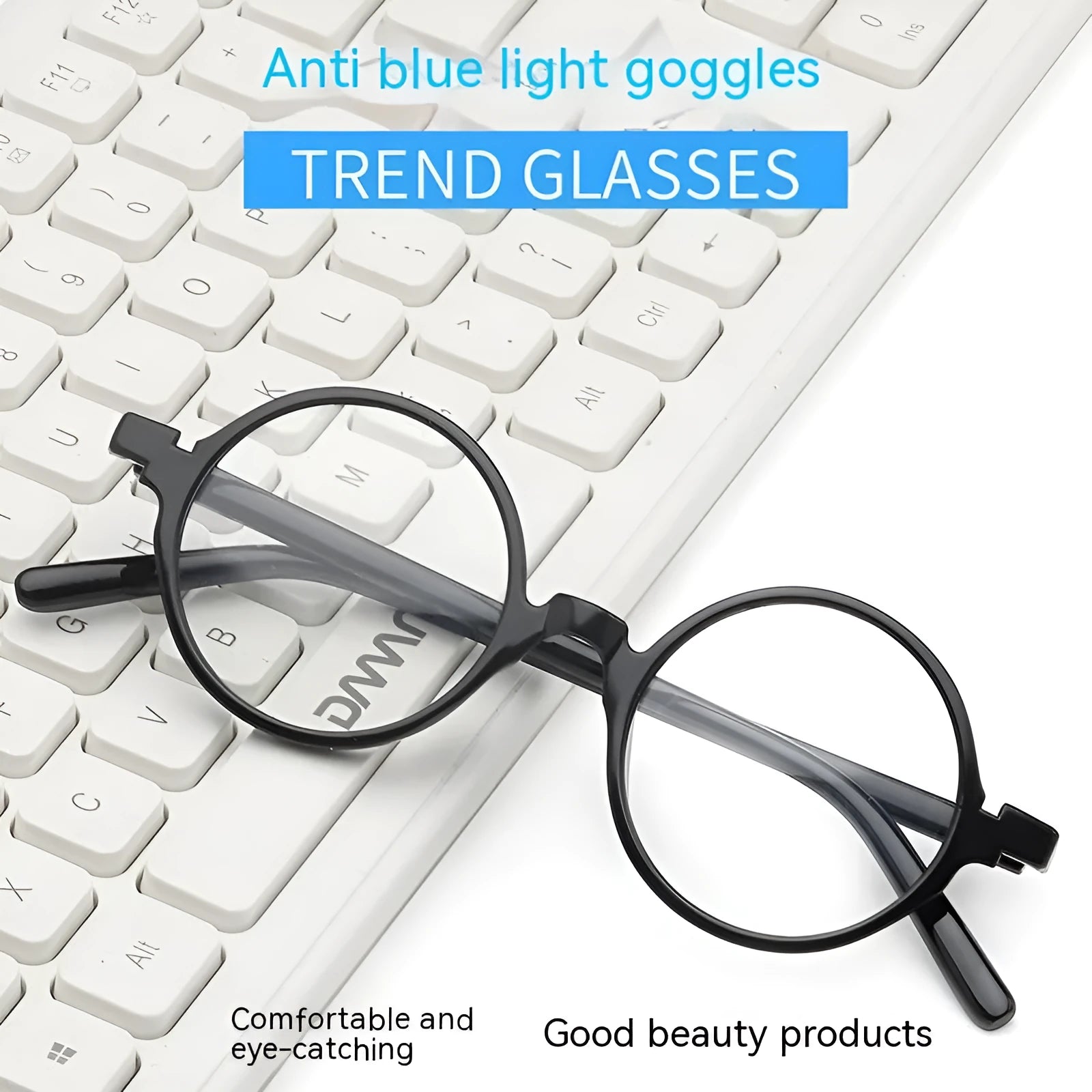 Retro round glasses frame without lenses in four colour options