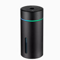 Black portable car air humidifier and essential oil diffuser with aluminium body and USB cable