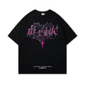 Retro printed cotton T-shirt for men in loose fit with round neck and short sleeves