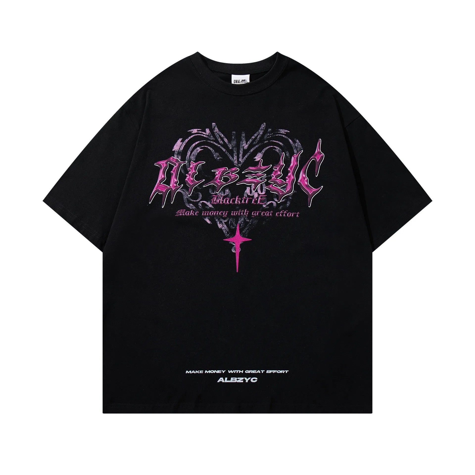 Retro printed cotton T-shirt for men in loose fit with round neck and short sleeves