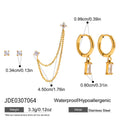 Set of five light luxury stainless steel geometric earrings with electroplated finish, colour JDE0307064, on display card