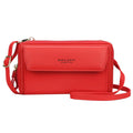 Soft PU leather ladies long wallet with double zipper and cross-body strap in multiple colour options
