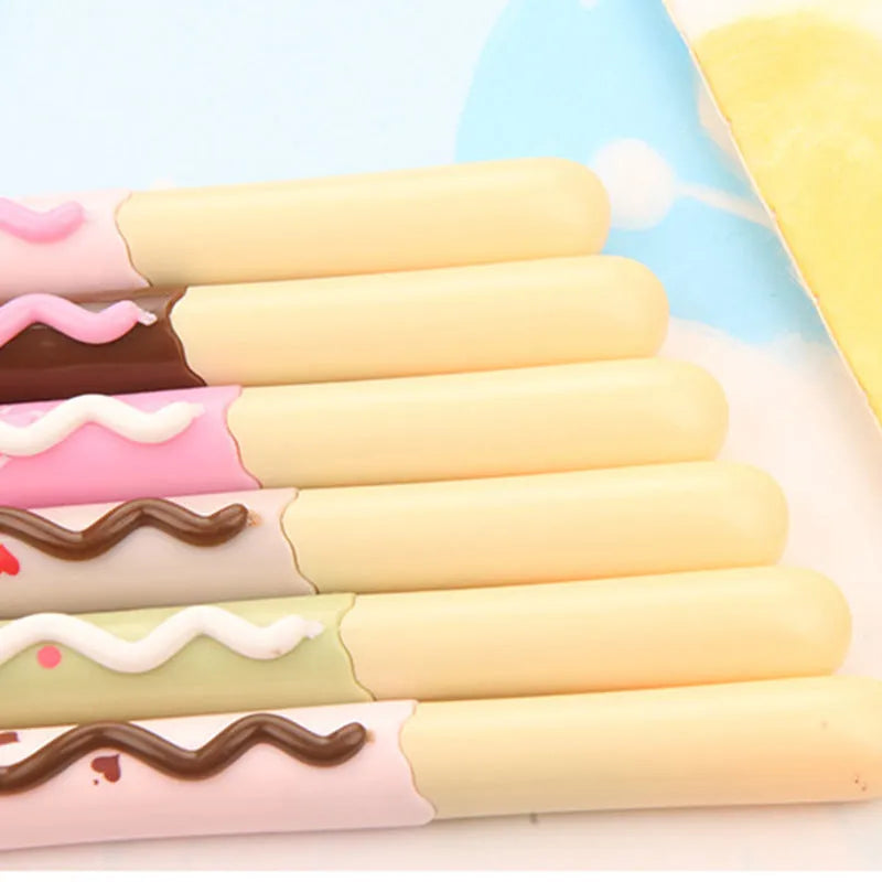 Plastic chocolate bar gel pen with 15cm body, 0.38mm tip, black erasable ink, random colour