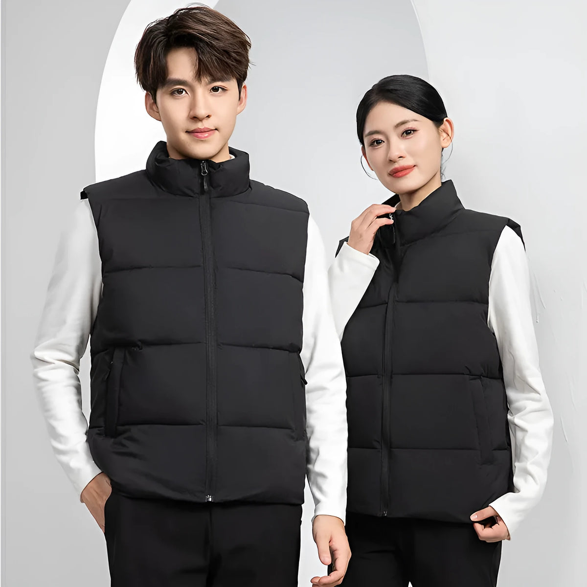 Men's soft shell down cotton work vest in red, black or deep purple blue, sizes L to 5XL