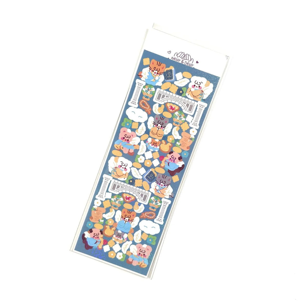 Cartoon animal PET sticker sheet 6.5 x 17.5cm in Korean style for hand account and journal decoration