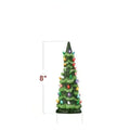 Resin Christmas tree decoration with lights in European style, shown in 20cm, 25cm, and 30cm sizes.