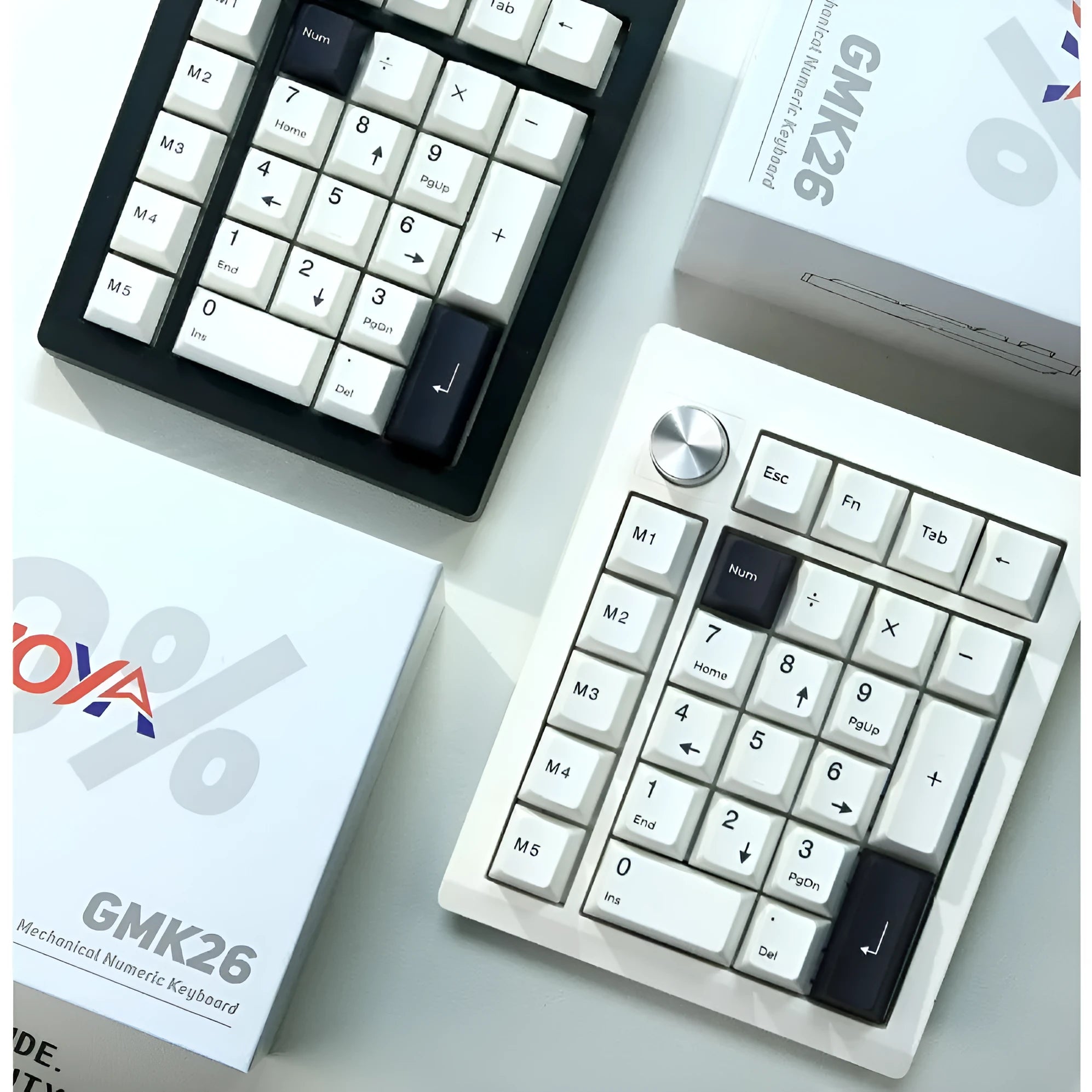 Wireless Bluetooth mechanical numeric keyboard in black and white colour options