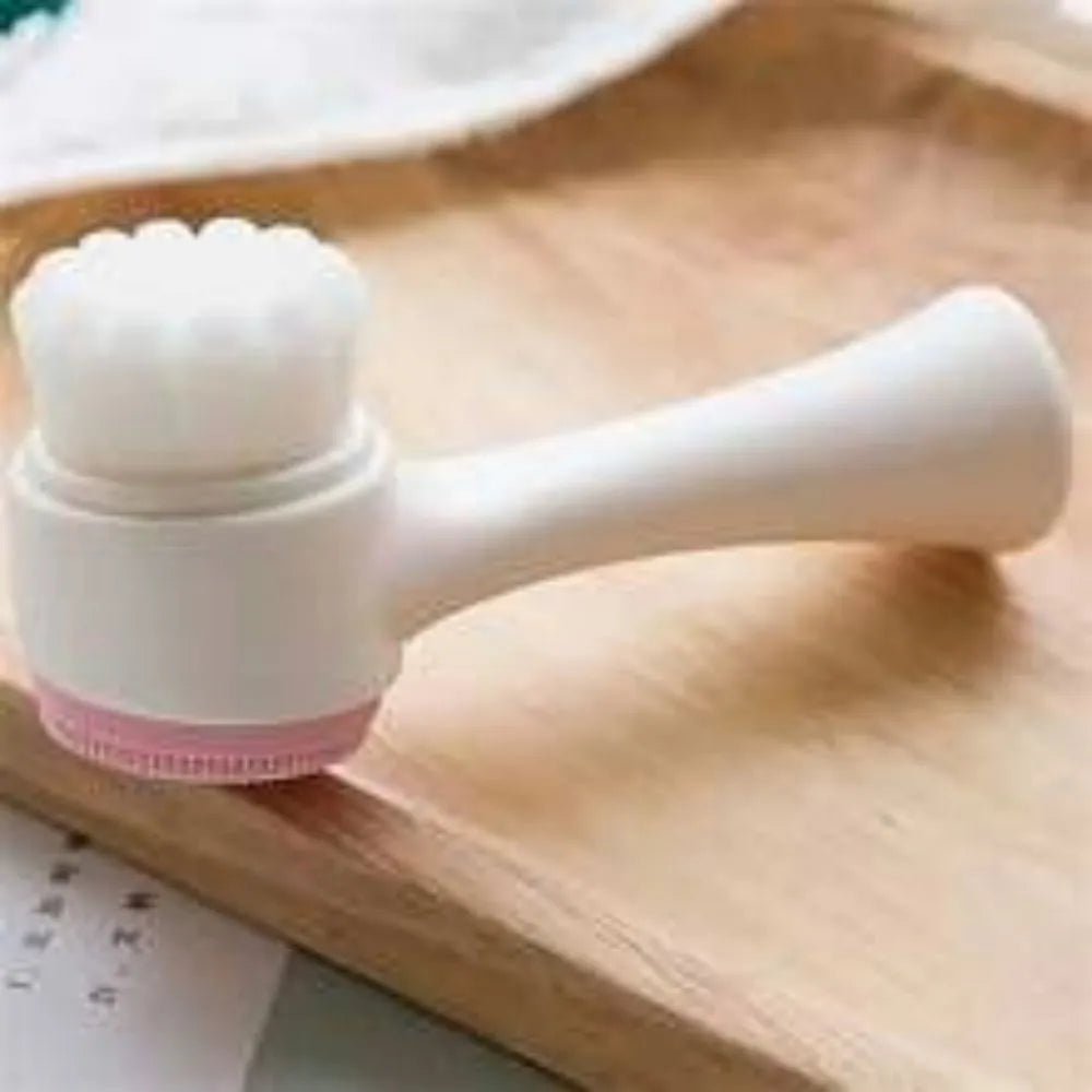 Blue handheld pet paw brush with nylon bristles for cleaning dog and cat paws.