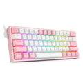 Fizzgear K617 white pink RGB mechanical keyboard with dual keycaps and multimedia controls