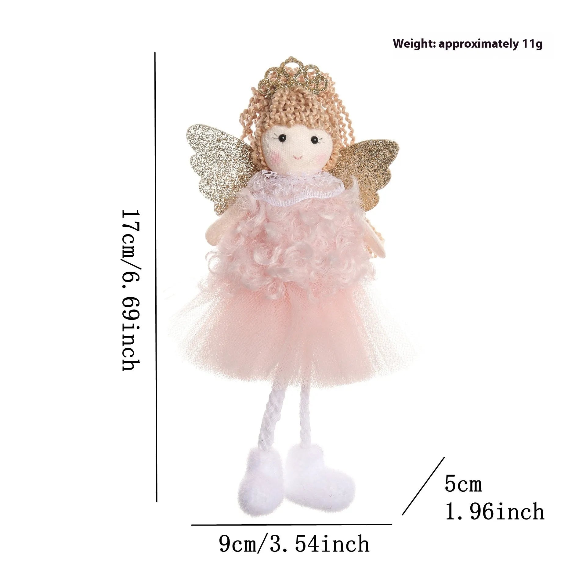 Christmas angel fabric pendant for girls' high ponytails in white, pink and khaki colours