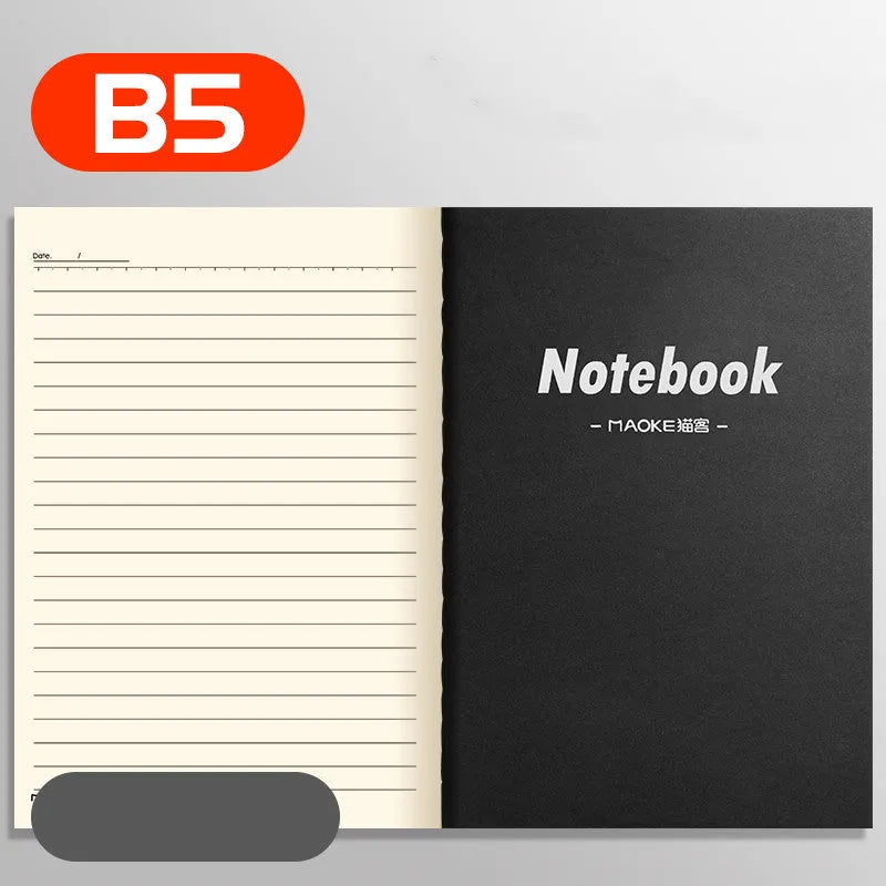 Pack of 10 A5 and B5 soft cover kraft paper notebooks with various designs, showing thread binding.
