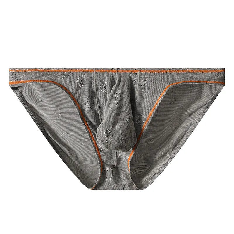 Men's modal hip-lift underwear in dark grey, pink, yellow green, blue, and sky blue colours.