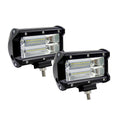 5-inch black die-cast aluminium LED work light with dual-row LEDs and bracket for off-road vehicle mounting.