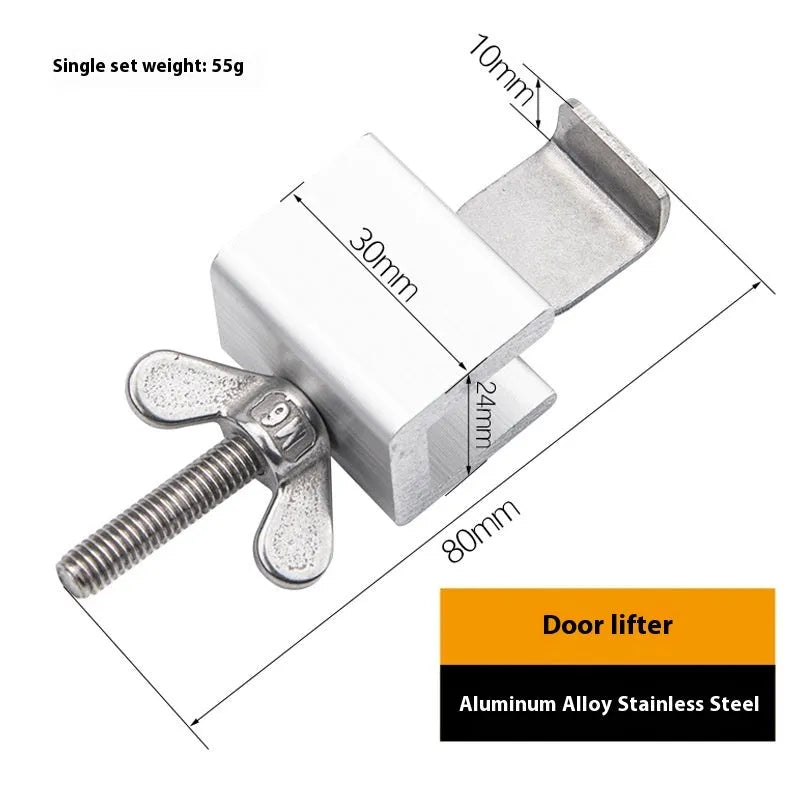 Portable hotel door stopper security lock in stainless steel and aluminium alloy with through plug design