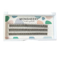 Black v-shaped fairy fishtail false eyelashes with thick segments on a white background.