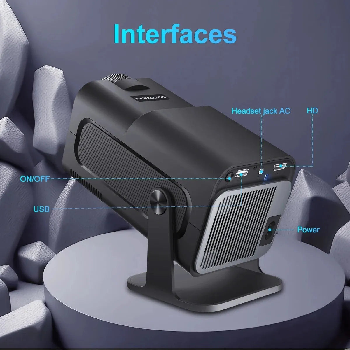 Small 4K WiFi Smart Projector 1080p 390 ANSI Lumens Android OS with UK power cord