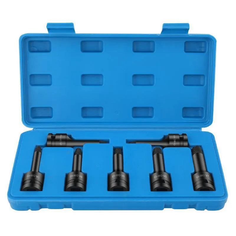 Set of seven alloy broken stud spanners for electric wrench with 60mm and 78mm sizes