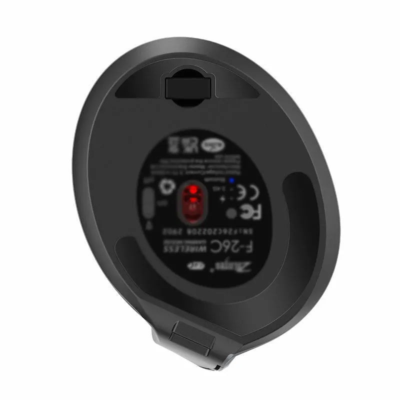 Grey vertical ergonomic wireless mouse with Bluetooth connectivity for laptop use