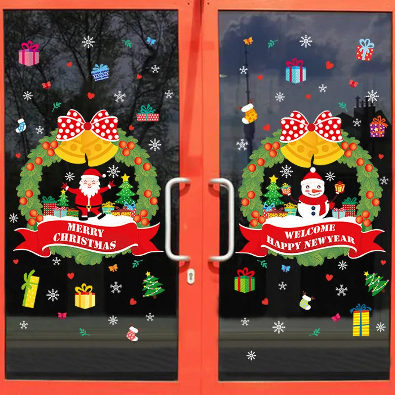 Large PVC Christmas static wall sticker with cartoon anime pattern measuring 60x45cm