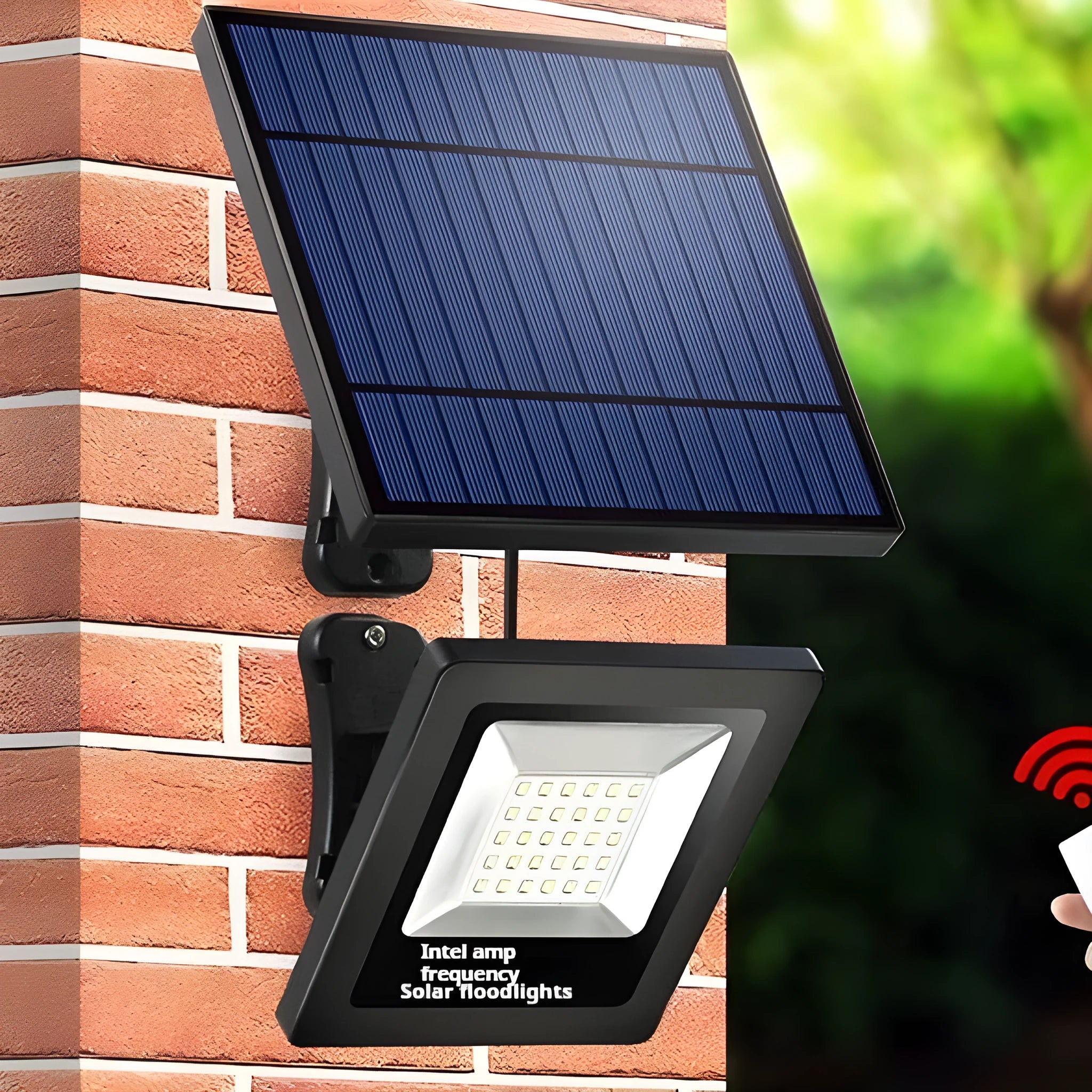 Solar powered LED outdoor light with waterproof IP65 rating for courtyard installation