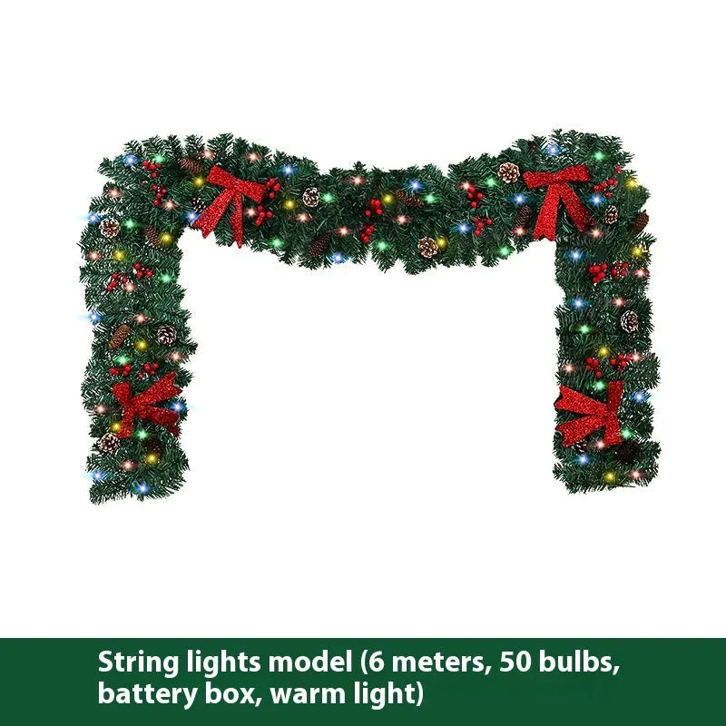 PVC rattan Christmas decorative cane with pine cone and bow design for holiday displays