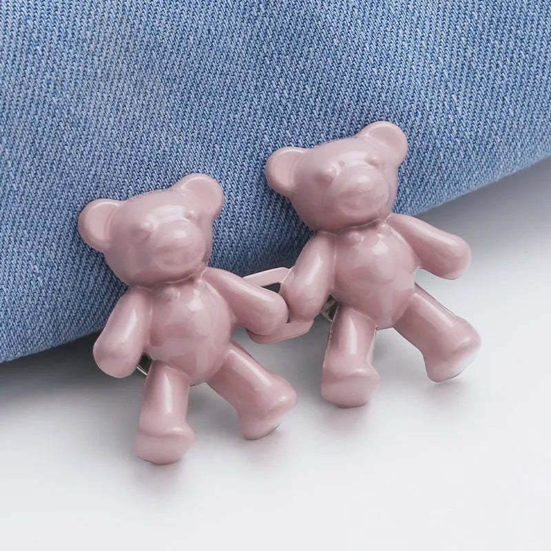 Cute bear alloy waist clip fastener for trousers, 40mm x 27mm, available in multiple colours