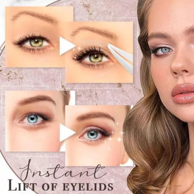 Box of non-adhesive eyelid stickers in three sizes for double eyelid creation