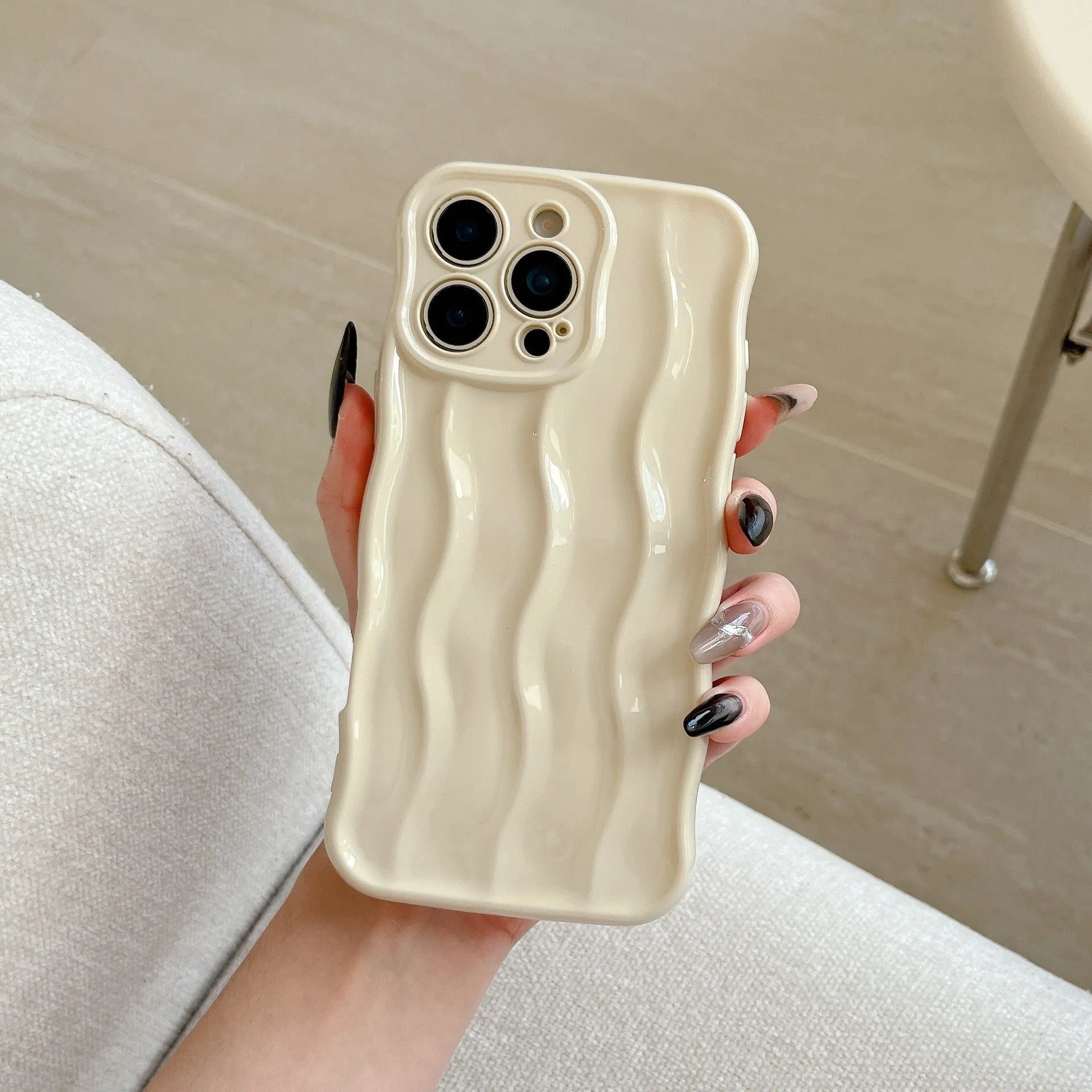 Electroplating three-dimensional wave stripe TPU phone case for iPhone 17 series in multiple colour options