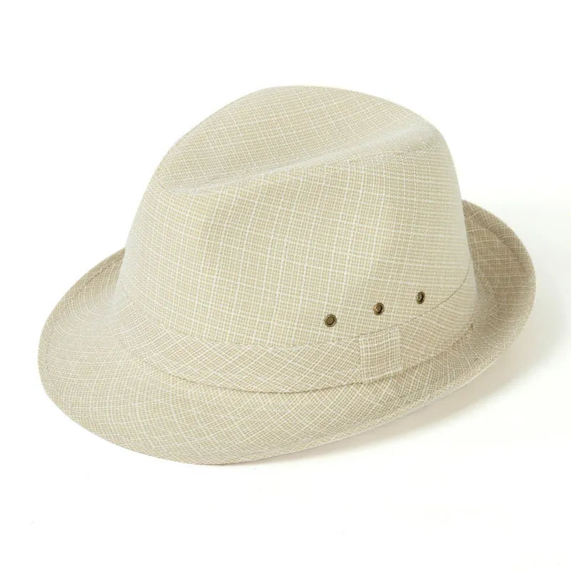 Thickened suit material fedora hat for men shown in available colours and sizes.