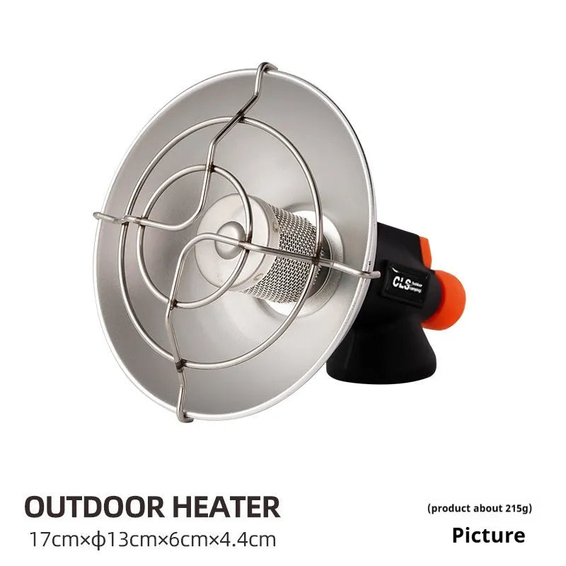 Black and orange portable camping heater stove with automatic ignition system