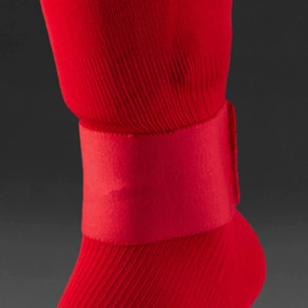 Football shin guard magic tape belt in red, blue, black or white options
