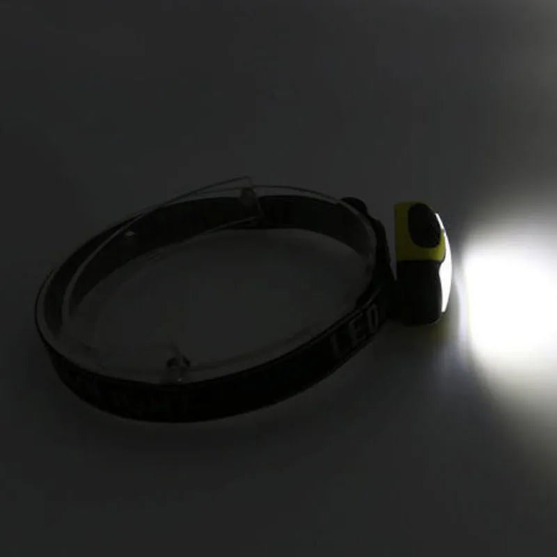 Yellow Major brand rechargeable LED headlamp with three speed settings.
